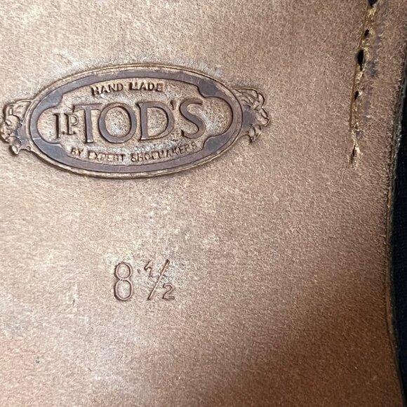 Tod's Women's Satin Loafer Shoe Size 8.5 Navy Blue Driving Shoe - Picture 9 of 11